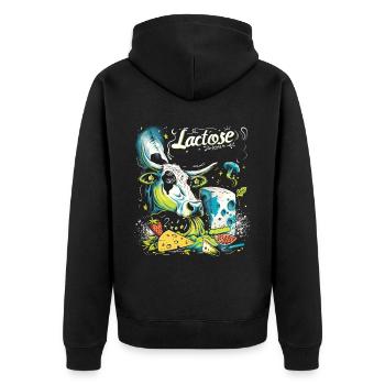 Tolérant au lactose ou intolérant au lactose - Veste à capuche bio Premium Unisexe - noir - Dos - Nico (187cm)