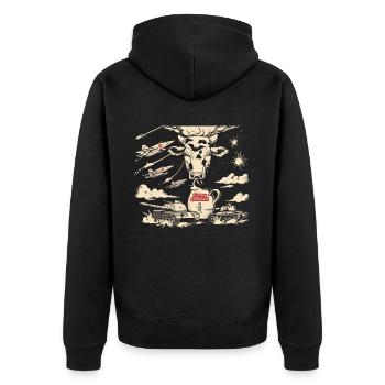 Lactose tolerant or lactose intolerant - Unisex Premium Organic Zip Hoodie - black - Back - Nico (187cm)