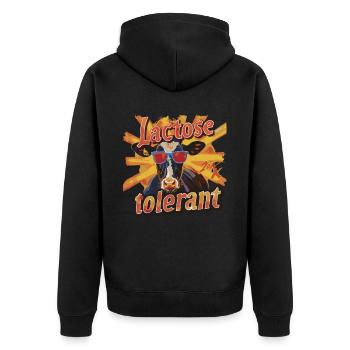 Lactose tolerant or lactose intolerant - Unisex Premium Organic Zip Hoodie - black - Back - Nico (187cm)