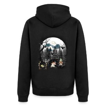 Wald Natur Frosch Frösche mystisch - Unisex Premium Bio Zip Hoodie - Schwarz - Hinten - Nico (187cm)