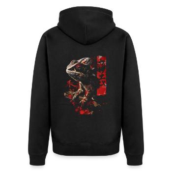 Japanisches Chamäleon Safari Reptilien Terrarium - Unisex Premium Bio Zip Hoodie - Schwarz - Hinten - Nico (187cm)