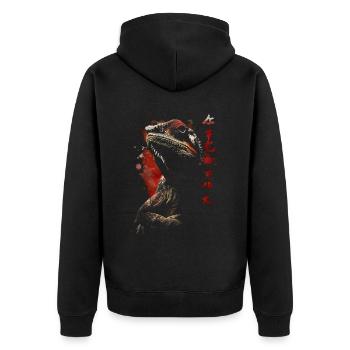 Japanisches Chamäleon Safari Reptilien Terrarium - Unisex Premium Bio Zip Hoodie - Schwarz - Hinten - Nico (187cm)