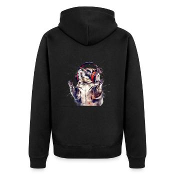 Chinchilla Motiv Tier Tierliebhaber Kopfhörer - Unisex Premium Bio Zip Hoodie - Schwarz - Hinten - Nico (187cm)