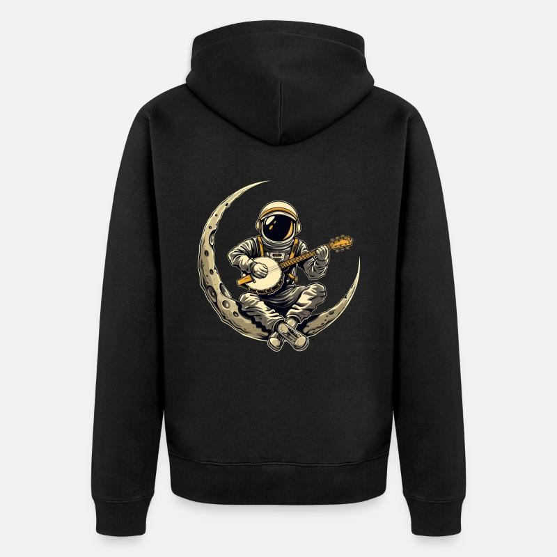 Astronaute Space Moon Bluegrass Banjo - Veste à capuche bio Premium Unisexe - noir