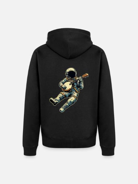 Astronaut Space Bluegrass Banjo Player - Unisex Premium Organic Zip Hoodie - black