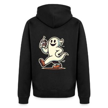 Kaffeeliebhaber Barista Geist Lustiger Kaffee - Unisex Premium Bio Zip Hoodie - Schwarz - Hinten - Nico (187cm)