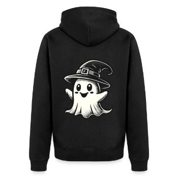 Lustiger Hexen Geist Gespenstische Party - Unisex Premium Bio Zip Hoodie - Schwarz - Hinten - Nico (187cm)
