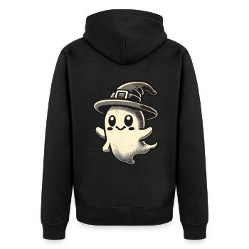 Lustiger Hexen Geist Gespenstische Party - Unisex Premium Bio Zip Hoodie - Schwarz - Hinten - Nico (187cm)