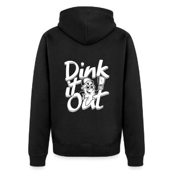 Pickleball Dink It Out - Unisex Premium Bio Zip Hoodie - Schwarz - Hinten - Nico (187cm)