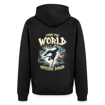 Breakdance Turn the World Upside Down - Unisex Premium Organic Zip Hoodie - black - Back - Nico (187cm)