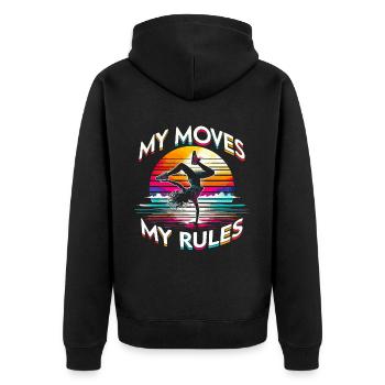 Breakdance B-boy My Moves My Rules - Unisex Premium Organic Zip Hoodie - black - Back - Nico (187cm)