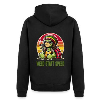 De l’herbe au lieu de la vitesse Cool Turtle - Veste à capuche bio Premium Unisexe - noir - Dos - Nico (187cm)