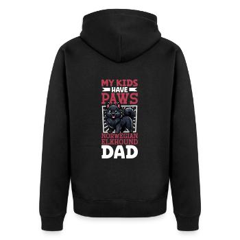 Norwegischer Elchhund Papa - Unisex Premium Bio Zip Hoodie - Schwarz - Hinten - Nico (187cm)