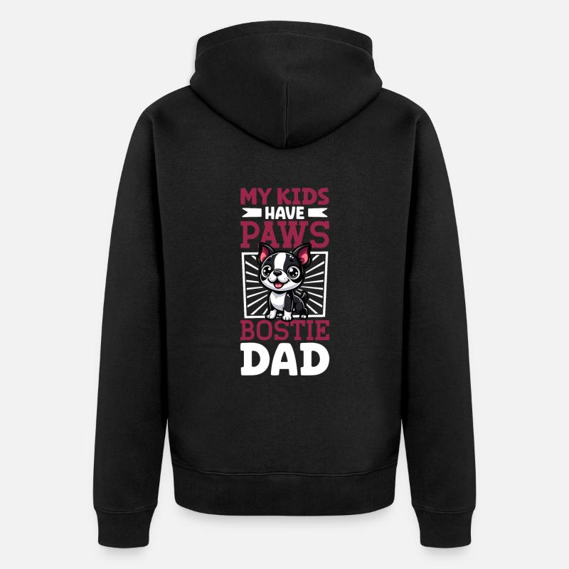 Papa terrier de Boston - Veste à capuche bio Premium Unisexe - noir