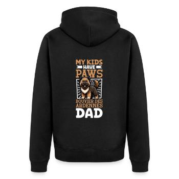 Bouvier des Ardennes Papa - Unisex Premium Bio Zip Hoodie - Schwarz - Hinten - Nico (187cm)