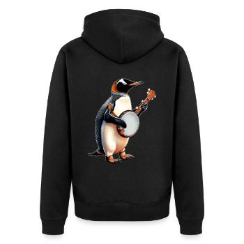 Penguin Oiseau Joueur de Banjo Bluegrass - Veste à capuche bio Premium Unisexe - noir - Dos - Nico (187cm)