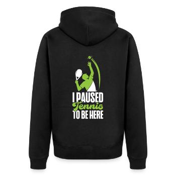 Funny Tennis Player Racket I - Unisex Premium Bio Zip Hoodie - Schwarz - Hinten - Nico (187cm)