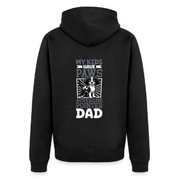 Braque d'Auvergne Papa - Unisex Premium Bio Zip Hoodie - Schwarz - Hinten - Nico (187cm)