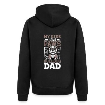 Bulldog Dad - Unisex Premium Organic Zip Hoodie - black - Back - Nico (187cm)