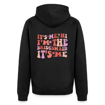 Spinster - Unisex Premium Organic Zip Hoodie - black - Back - Nico (187cm)
