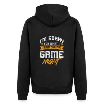 Board game - Unisex Premium Organic Zip Hoodie - black - Back - Nico (187cm)