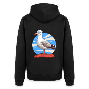 Möwe maritim Matrose - Unisex Premium Bio Zip Hoodie - Schwarz - Hinten - Nico (187cm)