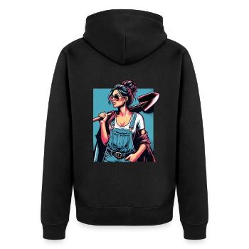 Garten Geschenk Gärtnerin Geburtstag Geschenk - Unisex Premium Bio Zip Hoodie - Schwarz - Hinten - Nico (187cm)