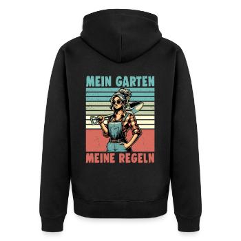 Garten Geschenk Gärtnerin Geburtstag Geschenk - Unisex Premium Bio Zip Hoodie - Schwarz - Hinten - Nico (187cm)