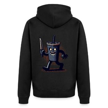 Unheimlicher Psycho Trinkbecher Getränke - Unisex Premium Bio Zip Hoodie - Schwarz - Hinten - Nico (187cm)