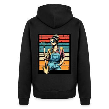 Garten Geschenk Gärtnerin Geburtstag Geschenk - Unisex Premium Bio Zip Hoodie - Schwarz - Hinten - Nico (187cm)