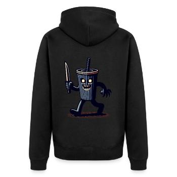 Unheimlicher Psycho Trinkbecher Getränke - Unisex Premium Bio Zip Hoodie - Schwarz - Hinten - Nico (187cm)