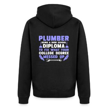 Drôle Je suis plombier - Veste à capuche bio Premium Unisexe - noir - Dos - Nico (187cm)