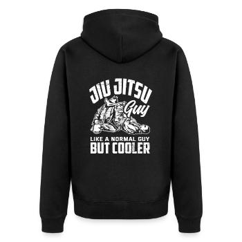 Jiu Jitsu Guy Wie Ein Normaler Typ Nur Cooler - Unisex Premium Bio Zip Hoodie - Schwarz - Hinten - Nico (187cm)