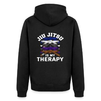 Jiu Jitsu Is My Therapy - Unisex Premium Organic Zip Hoodie - black - Back - Nico (187cm)