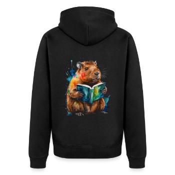 Capybara livre de lecture Capy coloré Animal Design imprimé - Veste à capuche bio Premium Unisexe - noir - Dos - Nico (187cm)