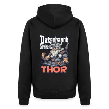 Datenbankadministrathor Codierung Datenanalyst - Unisex Premium Bio Zip Hoodie - Schwarz - Hinten - Nico (187cm)