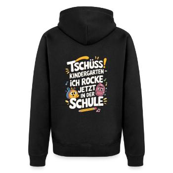 Goodbye Kindergarten - School Enrollment - Unisex Premium Organic Zip Hoodie - black - Back - Nico (187cm)