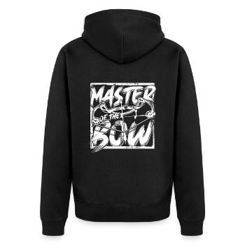 Bogenschießen Bogenschütze Master of the bow - Unisex Premium Bio Zip Hoodie - Schwarz - Hinten - Nico (187cm)
