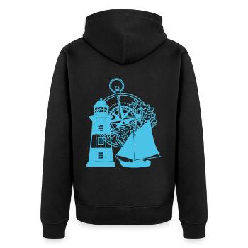 Boussole maritime Voilier Phare - Veste à capuche bio Premium Unisexe - noir - Dos - Nico (187cm)