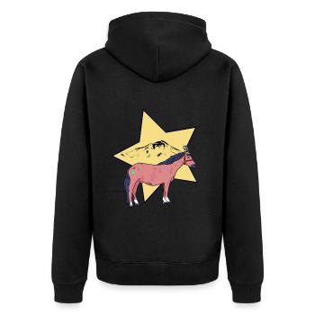 Pferd Pferde Wilder Westen Western Westernpferd - Unisex Premium Bio Zip Hoodie - Schwarz - Hinten - Nico (187cm)