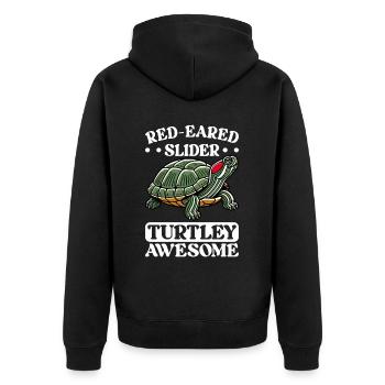 Tortue Tortue à oreilles rouges - Veste à capuche bio Premium Unisexe - noir - Dos - Nico (187cm)