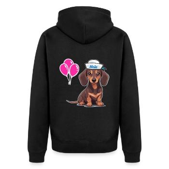 Chien Teckel Sailor Sailor Ballons d’anniversaire - Veste à capuche bio Premium Unisexe - noir - Dos - Nico (187cm)