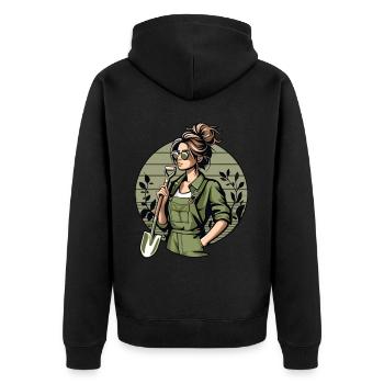 Garten Geschenk Gärtnerin Geburtstag Geschenk - Unisex Premium Bio Zip Hoodie - Schwarz - Hinten - Nico (187cm)