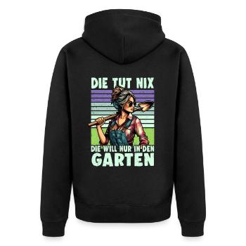Garten Geschenk Gärtnerin Geburtstag Geschenk - Unisex Premium Bio Zip Hoodie - Schwarz - Hinten - Nico (187cm)