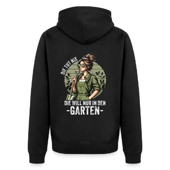 Garten Geschenk Gärtnerin Geburtstag Geschenk - Unisex Premium Bio Zip Hoodie - Schwarz - Hinten - Nico (187cm)