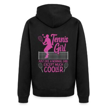 Drôle de joueur de tennis raquette fille - Veste à capuche bio Premium Unisexe - noir - Dos - Nico (187cm)