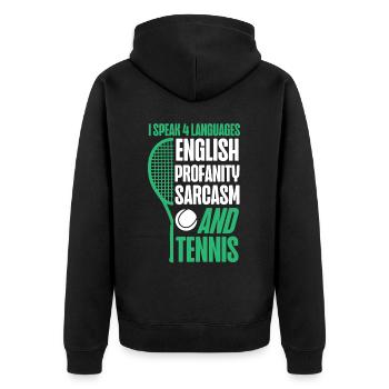 Drôle de joueur de tennis raquette je parle - Veste à capuche bio Premium Unisexe - noir - Dos - Nico (187cm)