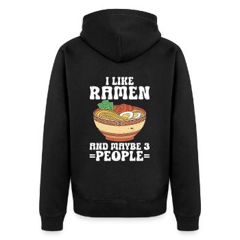 I Like Ramen And Maybe 3 People Chopsticks Noodle - Unisex Premium Bio Zip Hoodie - Schwarz - Hinten - Nico (187cm)