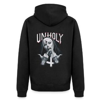 Provocative and expressive – rebellious fashion - Unisex Premium Organic Zip Hoodie - black - Back - Nico (187cm)