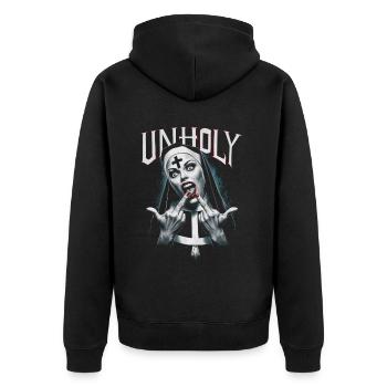 Provocative and expressive – rebellious fashion - Unisex Premium Organic Zip Hoodie - black - Back - Nico (187cm)